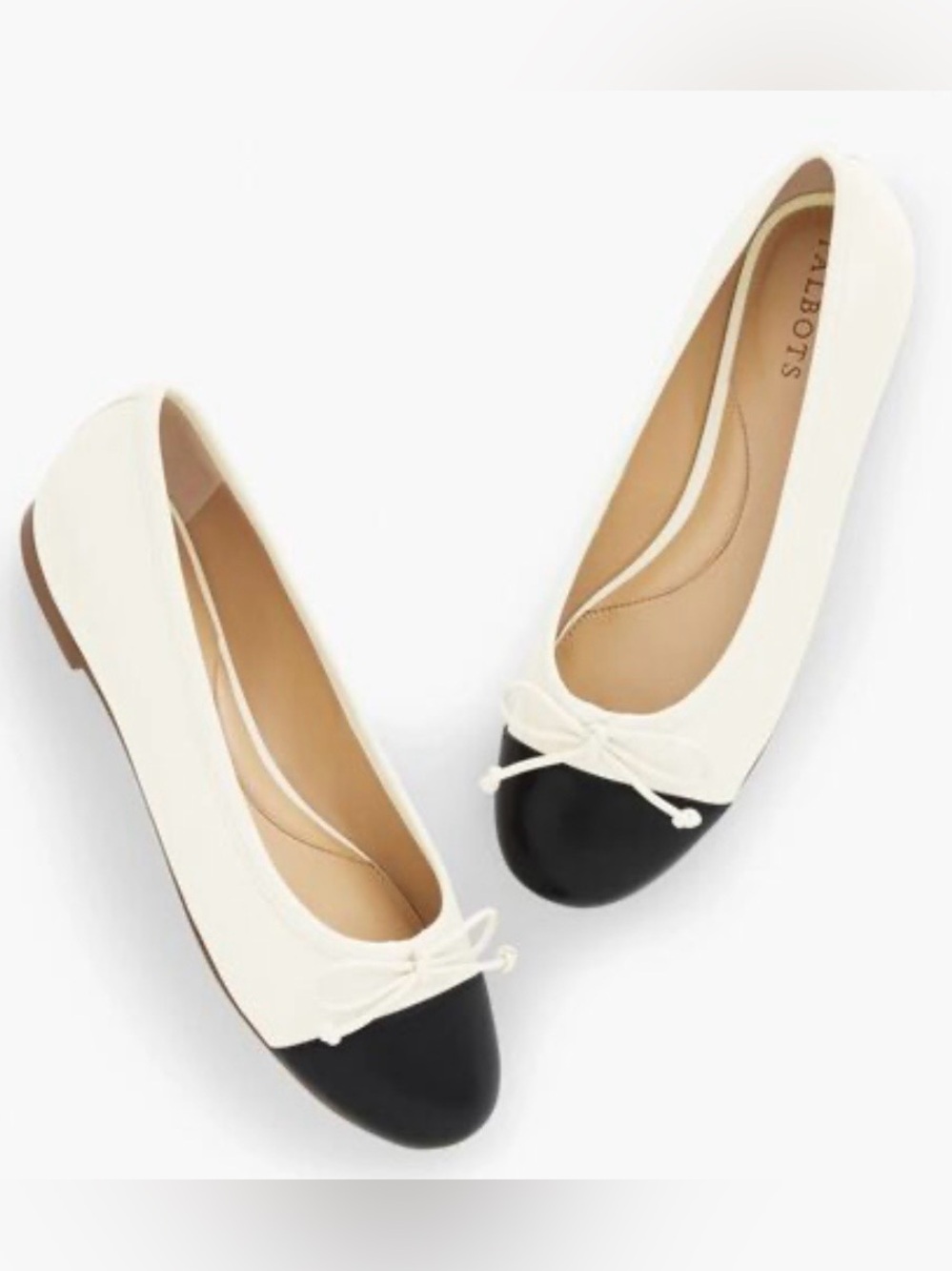 Talbots Leather Cap Toe Nappa Bow Ballet Flats - Picture 8 of 9